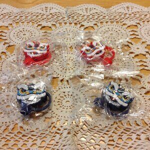 Straw Toppers set, Chinese Lion Dancers